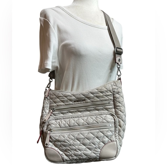 MZ Wallace Quilted Light Gray Crossbody Bag - Picture 1 of 8